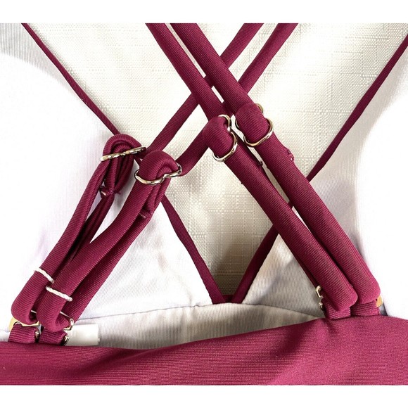 Womens One Piece Swimsuit Small Beachsissi Ruched Cinched Sides Criss Cross Back - Picture 5 of 16